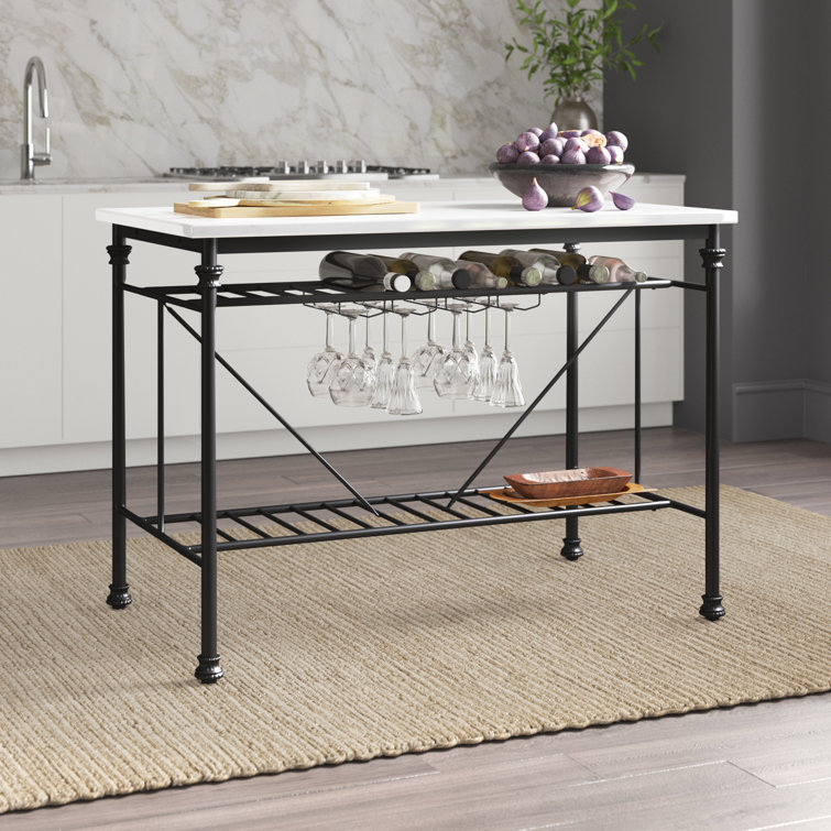 Greyleigh™ Clayborn 50'' Wide Rolling Kitchen Island with Marble Top